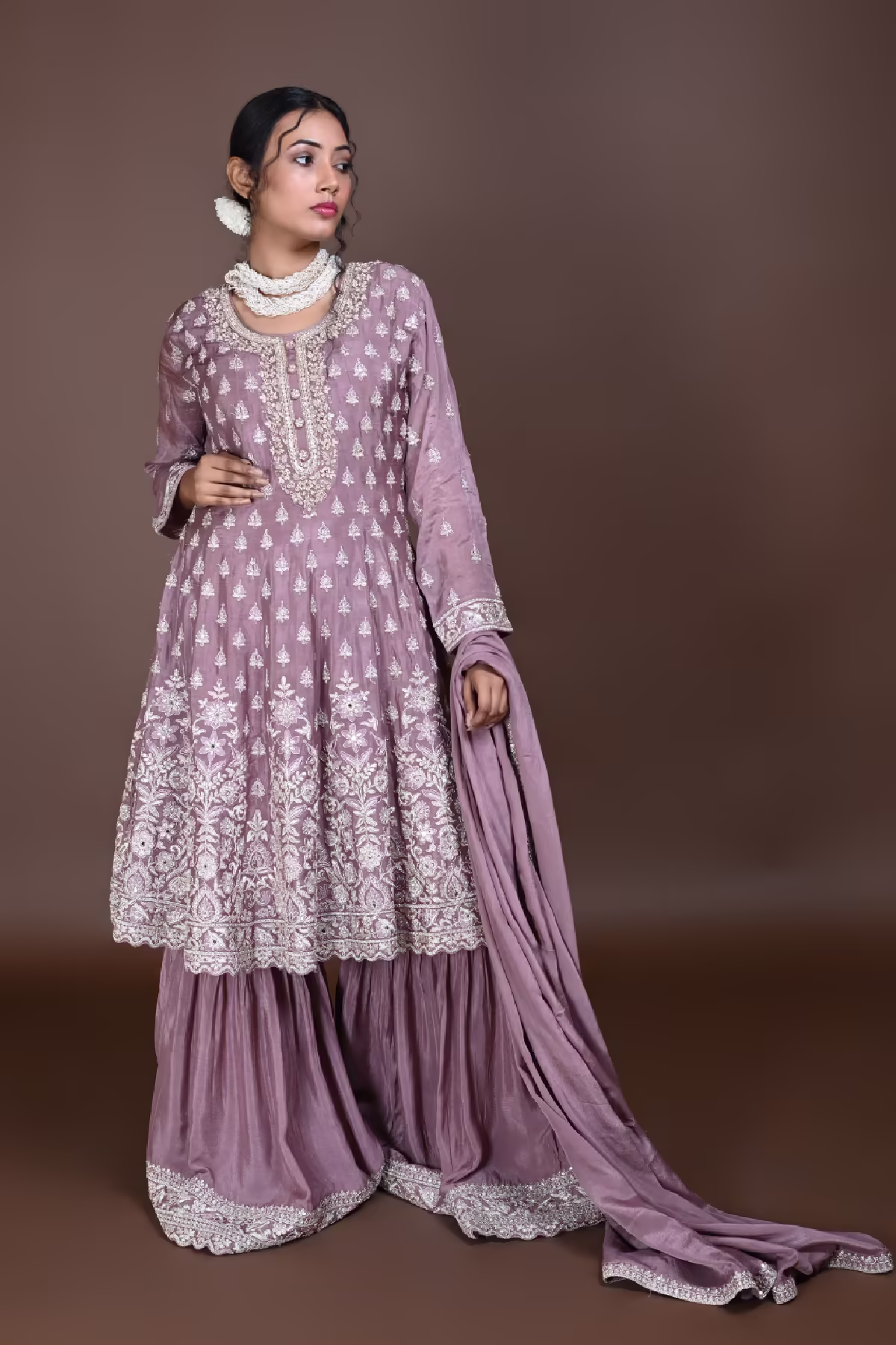 Mauve Paplom Suit With Gharara